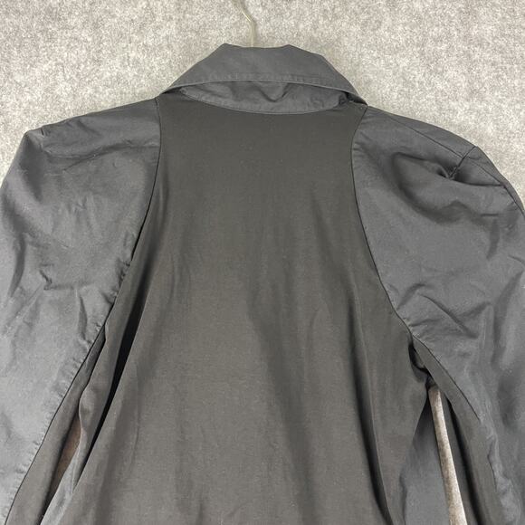 Anne Fontaine Top Womens 38 Black Blouse Pima Cotton Rhinestone Paneled Stretch - Picture 13 of 16